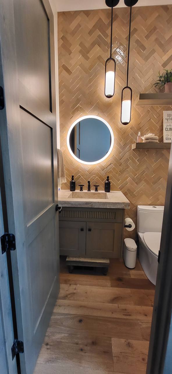 Herringbone powder room