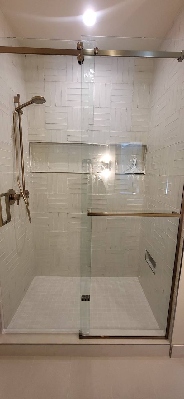 White tile shower